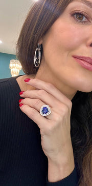 Heart Tanzanite & Diamond Halo Ring