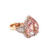 Heart Pink Morganite and Diamond Halo Ring
