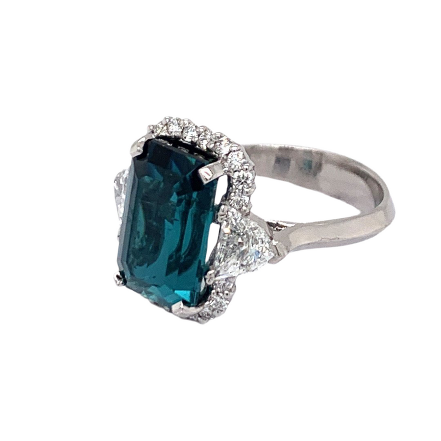 Indicolite Tourmaline Cadillac Diamonds ring