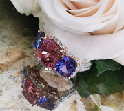 TRILOGY TANZANITE PINK TOURMALINE AND DIAMOND RING