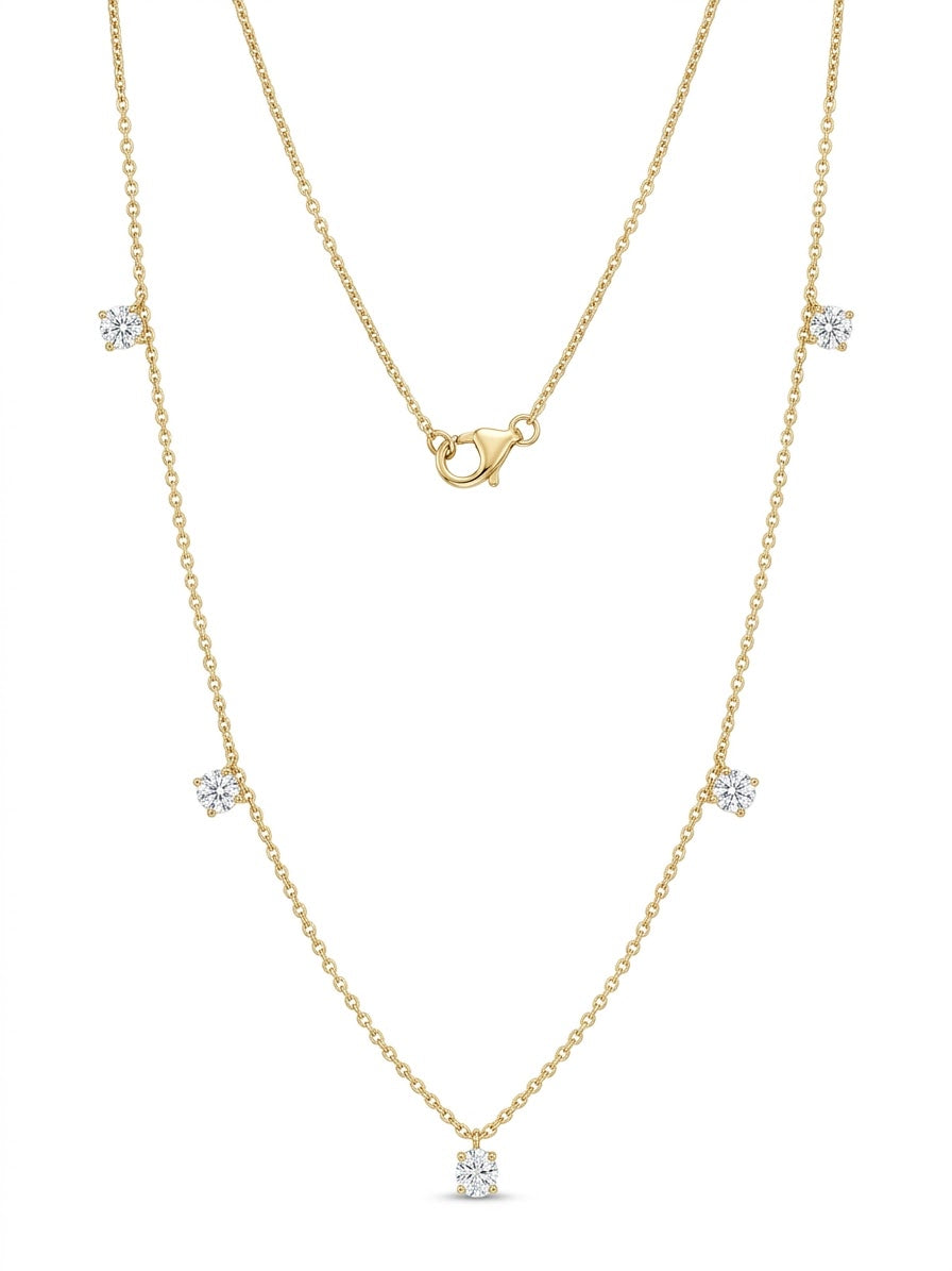 2.50 carat Drilled Floating diamond Necklace in 18k yellow gold