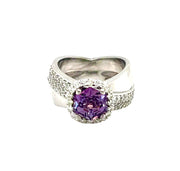 Crossover Violet Spinel and Diamond Ring in 18k white gold