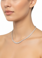Graduated 11.65ct Natural Diamond Tennis Necklace