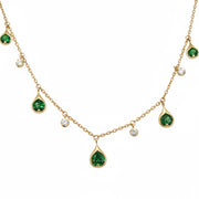 Green Garnet & Diamond Fine 18k yellow gold Necklace
