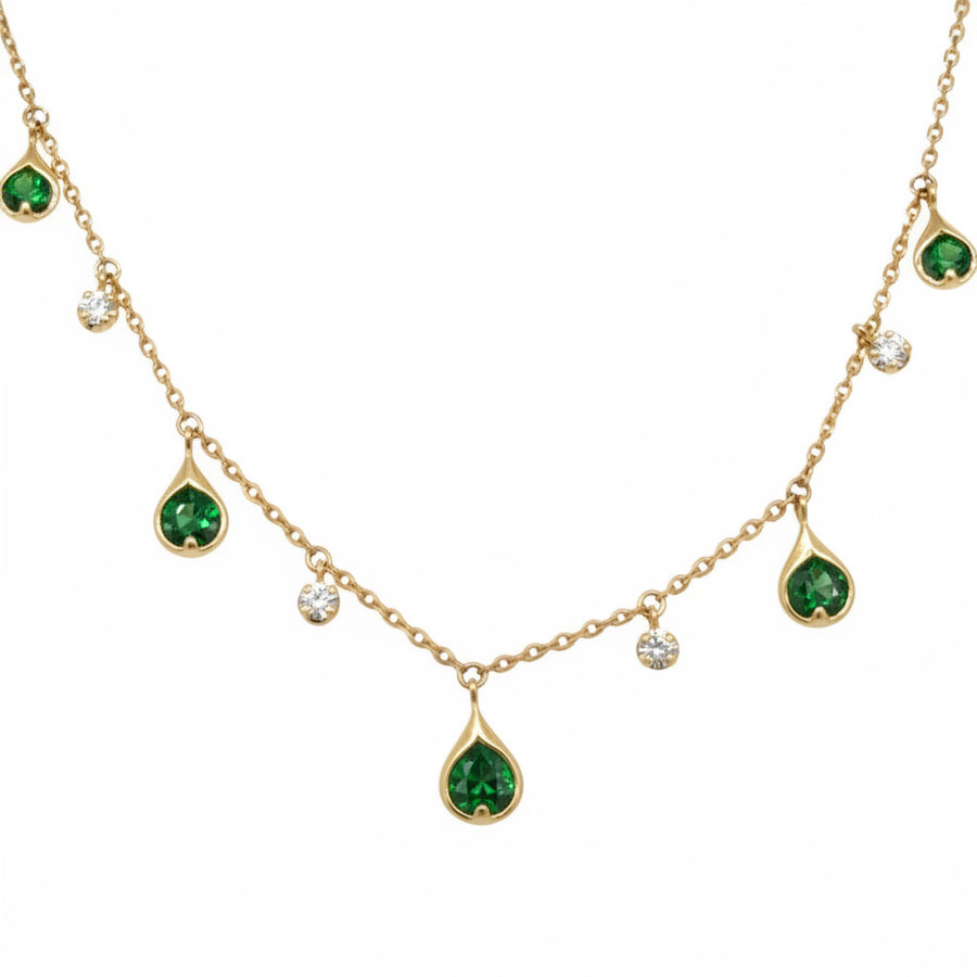 Green Garnet & Diamond Fine 18k yellow gold Necklace
