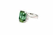 Green Tourmaline & Baguette Diamonds Trilogy Ring