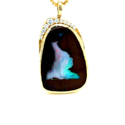 Boulder Opal & Argyle Diamond Pendant in  Yellow Gold