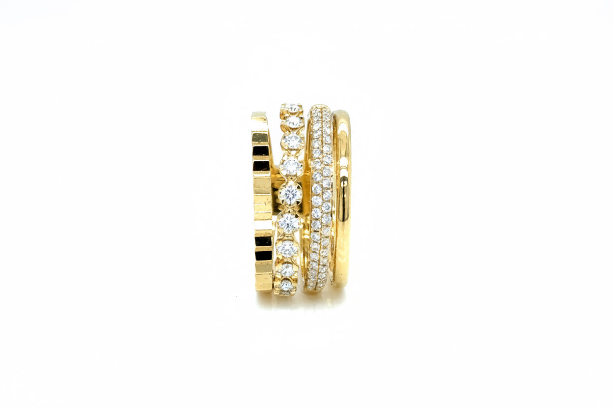 4 Band Diamond Ring in 18K Yellow Gold