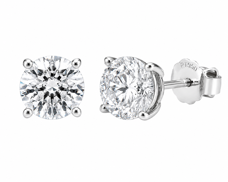3.01ct Round Brilliant Lab Grown Diamond Stud Earrings in Platinum 