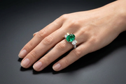 Trilogy Oval Emerald and diamond platinum ring