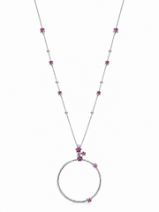 Pink Sapphire and Diamond set Magnifying Glass Necklace