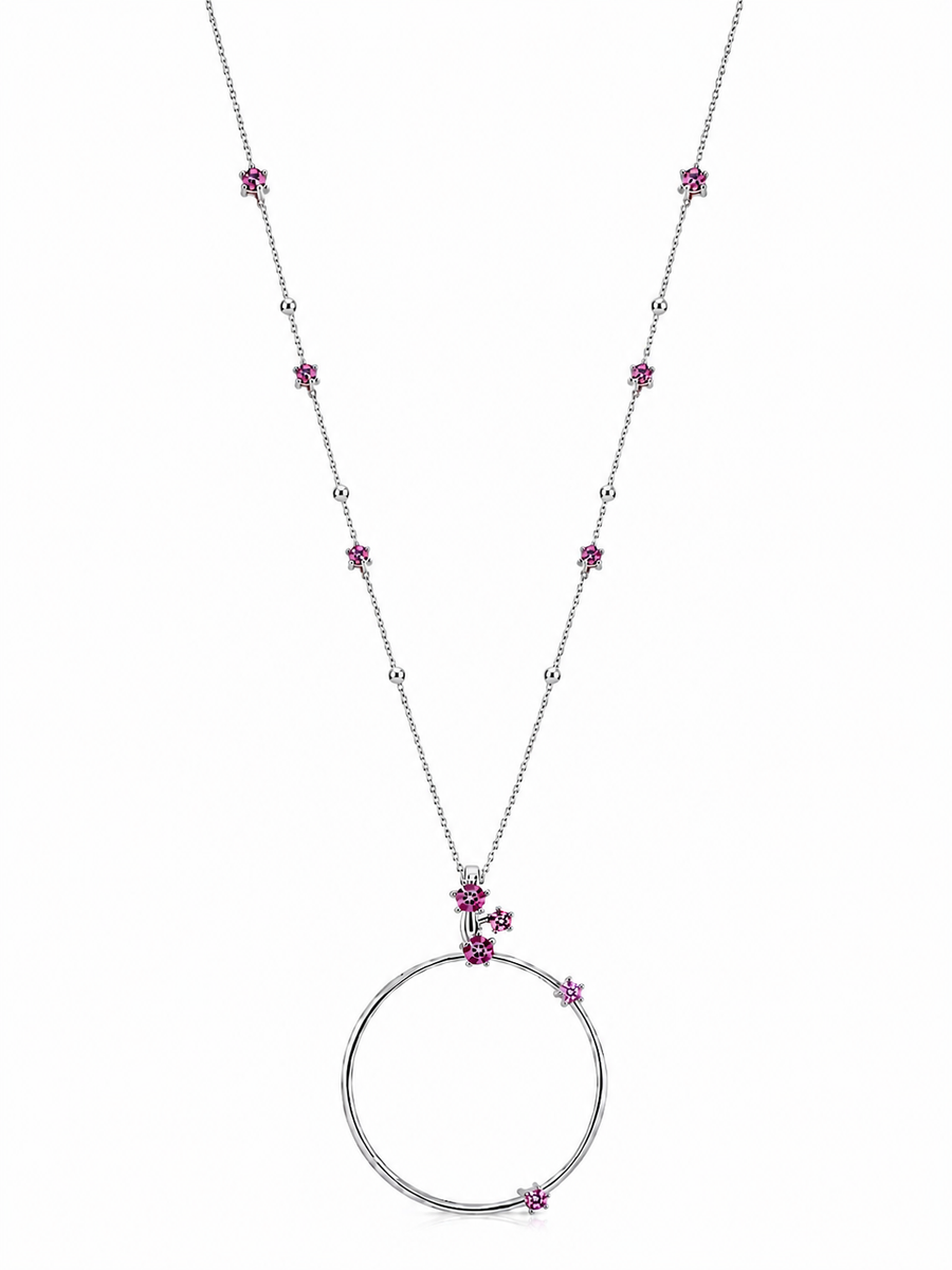 Pink Sapphire and Diamond set Magnifying Glass Necklace