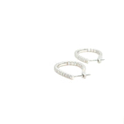 18K White Gold Diamond Tear Drop Hoop Earrings