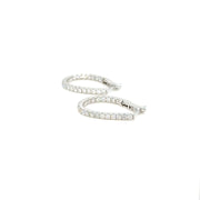 18K White Gold Diamond Tear Drop Hoop Earrings