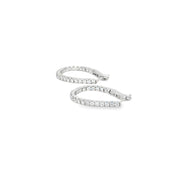 18K White Gold Diamond Tear Drop Hoop Earrings