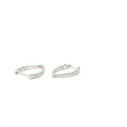 18K White Gold V-Shaped Diamond Hoop Earrings