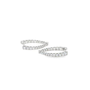 18K White Gold V-Shaped Diamond Hoop Earrings