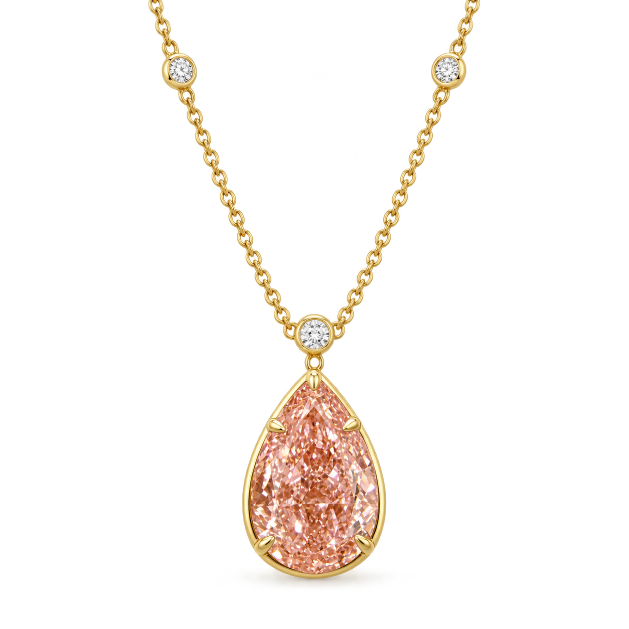 3.03 carat Teardrop Pink diamond Pendant