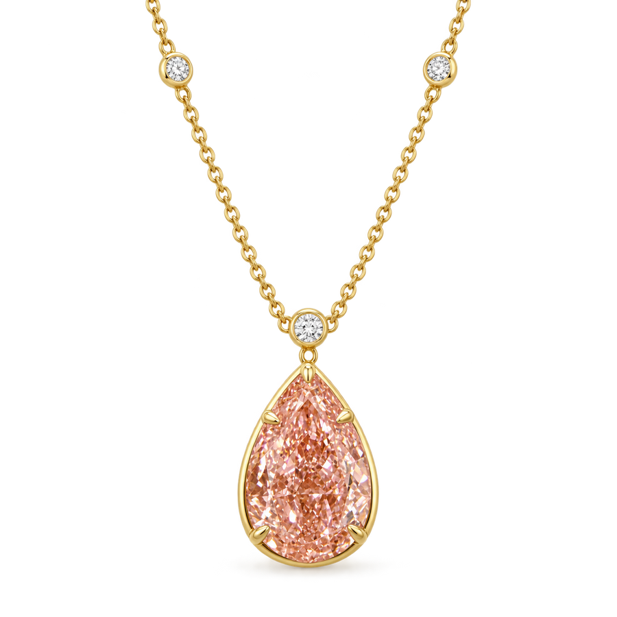 3.03 carat Teardrop Pink diamond Pendant