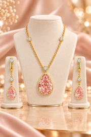 18k yellow gold Pear shaped Pink Diamond Earrings