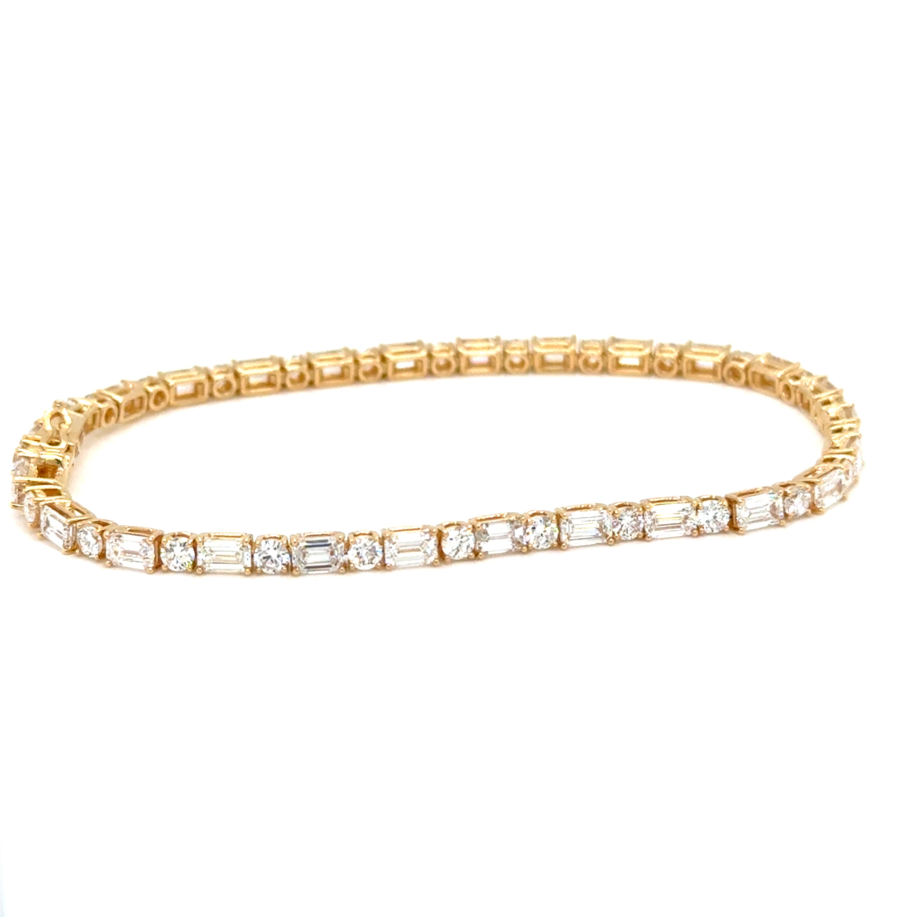 Emerald and Brilliant cut Lab Diamond Tennis Bracelet