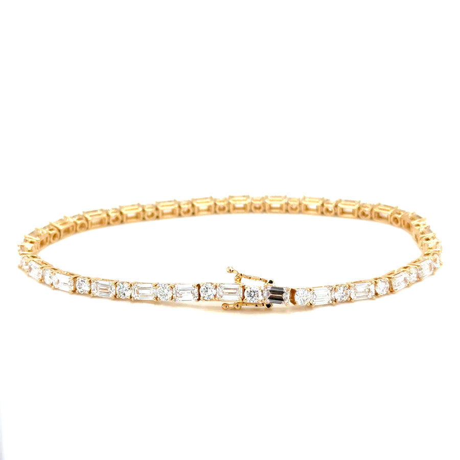 Emerald and Brilliant cut Lab Diamond Tennis Bracelet