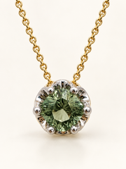 2.90ct Light Green Tourmaline Necklace in 14k Yellow Gold & Platinum
