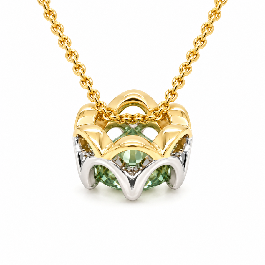 2.90ct Light Green Tourmaline Necklace in 14k Yellow Gold & Platinum