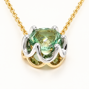 2.90ct Light Green Tourmaline Necklace in 14k Yellow Gold & Platinum