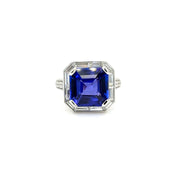 Asscher Cut  8.72ct Tanzanite and Diamond Ring
