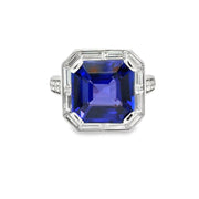 Asscher Cut  8.72ct Tanzanite and Diamond Ring