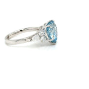 Heart Lab grown Blue  Diamond Trilogy Ring