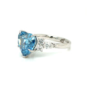 Heart Lab grown Blue  Diamond Trilogy Ring