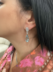 Pear Cut Aquamarine & Diamond Drop Earrings