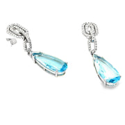 Pear Cut Aquamarine & Diamond Drop Earrings