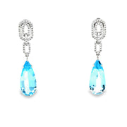Pear Cut Aquamarine & Diamond Drop Earrings
