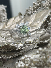 Mint Green Tourmaline Dress Ring With Baguette Diamonds