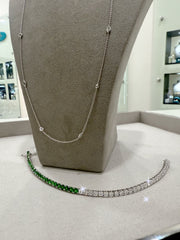 White gold Necklace with round and marquise diamonds