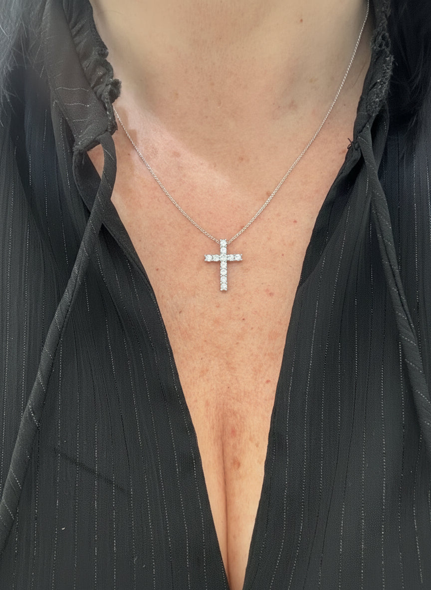 Diamond Cross with fine white gold chain