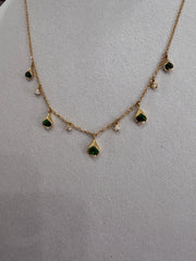 Green Garnet & Diamond Fine Necklace