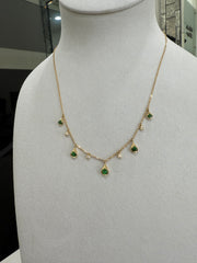 Green Garnet & Diamond Fine Necklace
