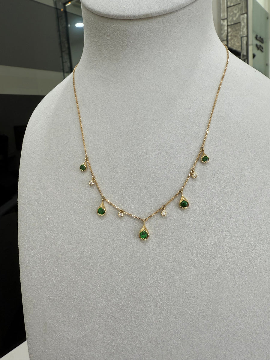 Green Garnet & Diamond Fine Necklace