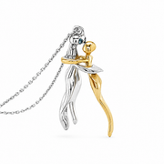 Man and woman split pendant in 18k two tone gold 