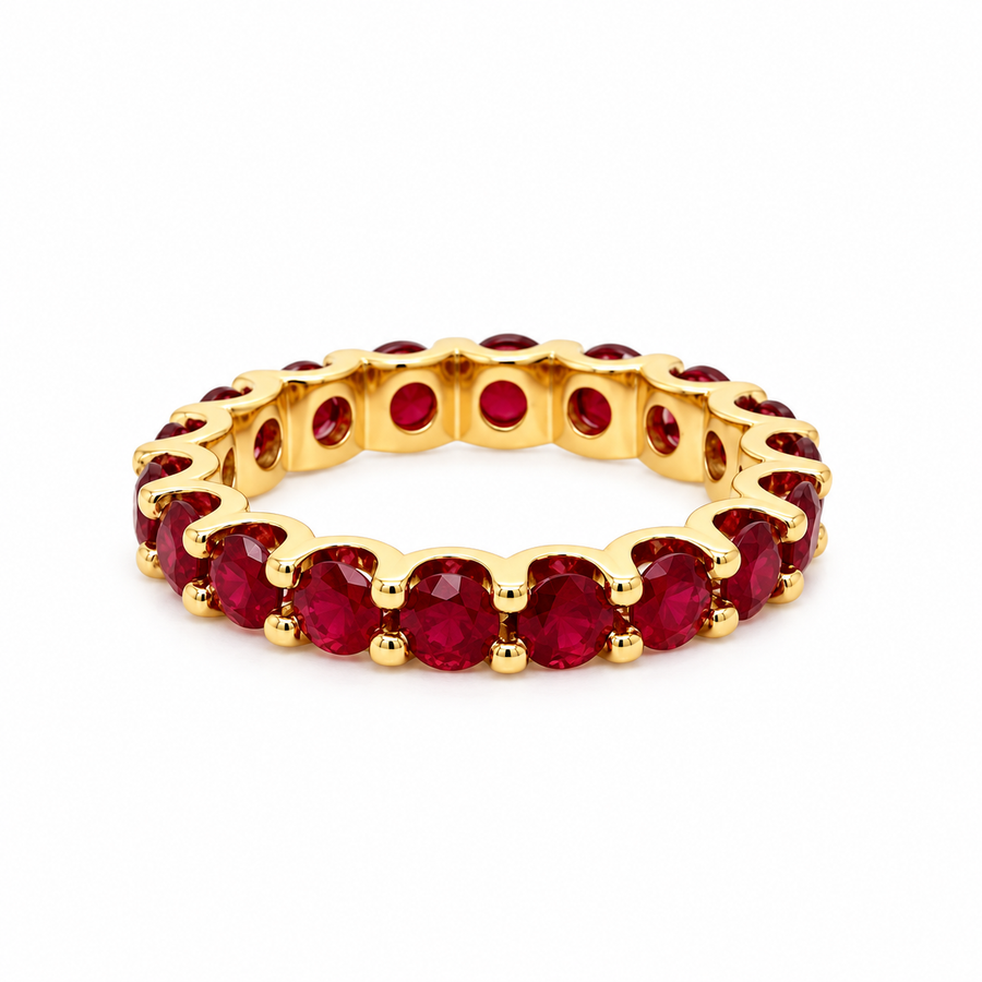 2.9carat Ruby Eternity ring in 18k yellow gold