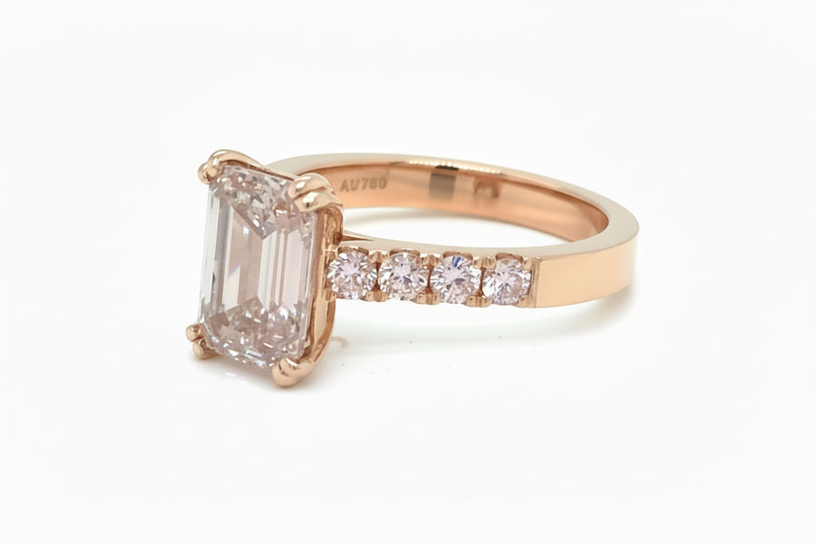 Emerald cut Pink Diamond 18k rose gold Ring