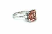 Pink Tourmaline &Diamond Trilogy Ring