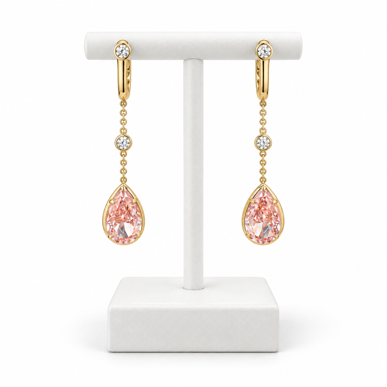 18k yellow gold Pear shaped Pink Diamond Earrings