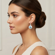 Aquamarine &Diamond halo White gold Earrings