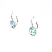 Aquamarine &Diamond halo White gold Earrings