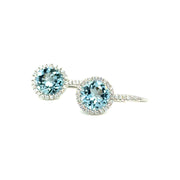 Aquamarine &Diamond halo White gold Earrings